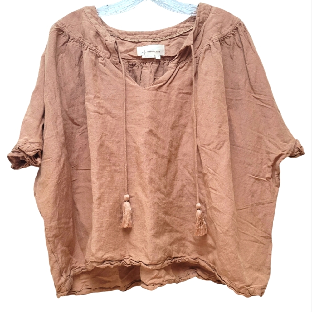 ANTHROPOLOGIE | Camel Linen Top, Sz. M